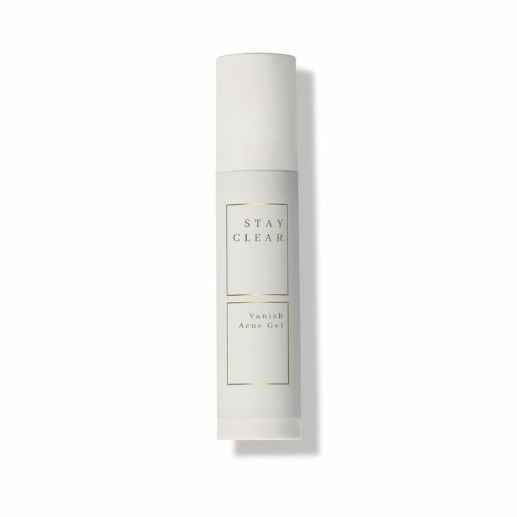 Stay Clear Beauty Vanish Acne Gel bottle on a white background — benzoyl peroxide acne treatment for active breakouts, inflamed acne, and acne-prone skin.