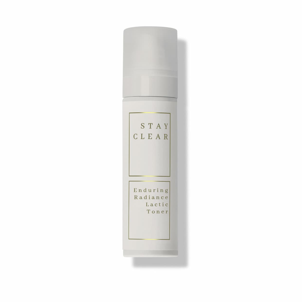 Stay Clear Beauty Enduring Radiance Lactic Toner bottle on neutral background — lactic acid toner for brightening, gentle exfoliation, uneven skin tone, and sensitive acne-prone skin.
