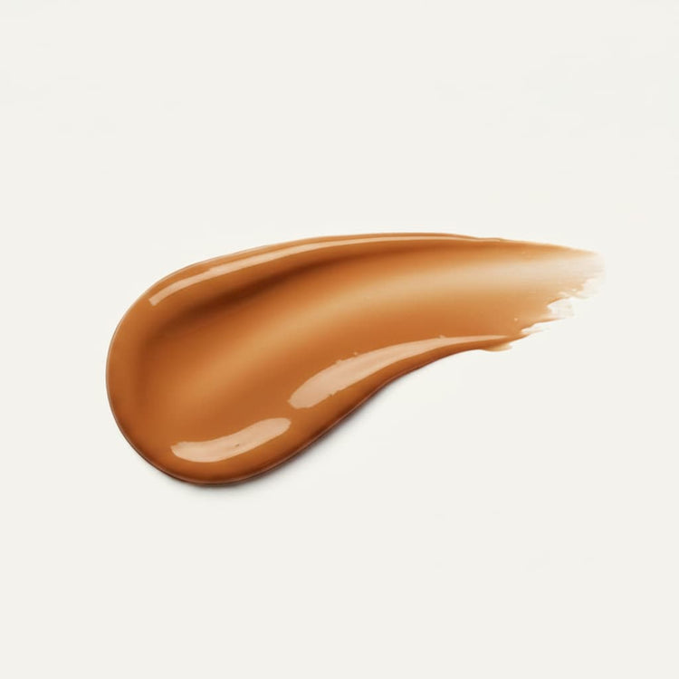 Stay Clear Beauty Impact Hydration Moisturizer cream texture swatch on warm cream background — chaga mushroom barrier moisturizer for dehydrated, sensitive, and acne-prone skin.
