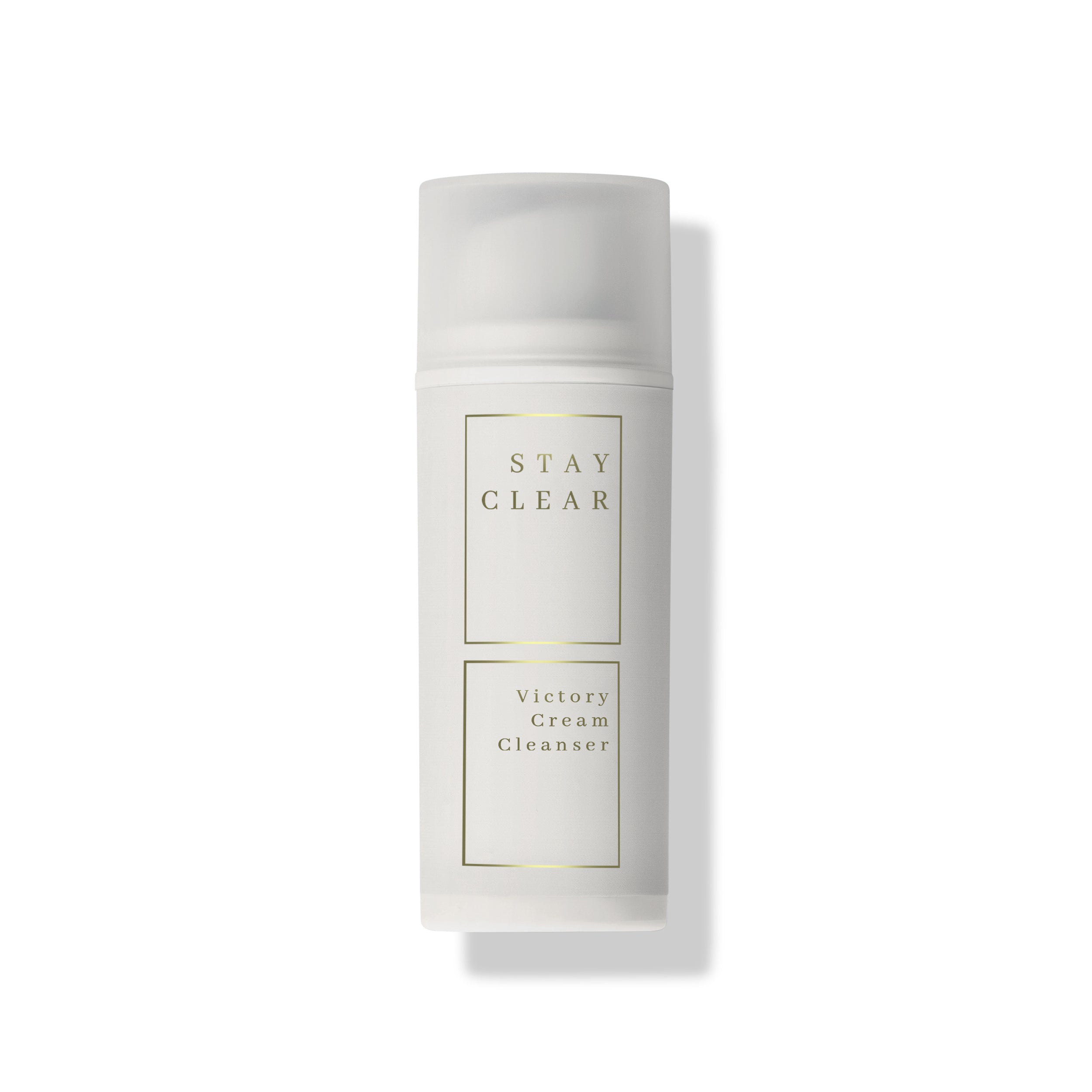 Stay Clear Beauty Victory Cream Cleanser hero shot highlighting its rich, nourishing formula — cream cleanser for dry skin, sensitive skin, skin barrier repair, and hydration while cleansing.

