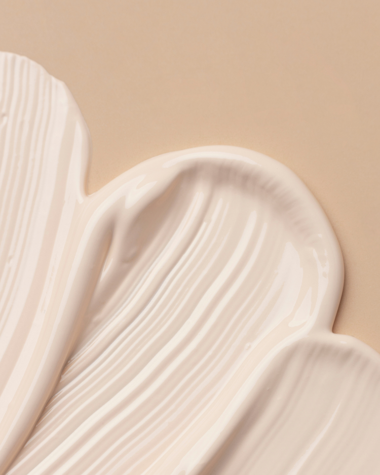 A swatch of Stay Clear Beauty Victory Cream Cleanser showing its rich, creamy texture — gentle enough for sensitive and acne-prone skin.